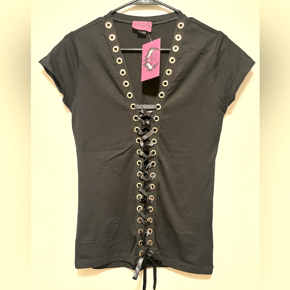 Demi Loon black corset T-shirt, Large